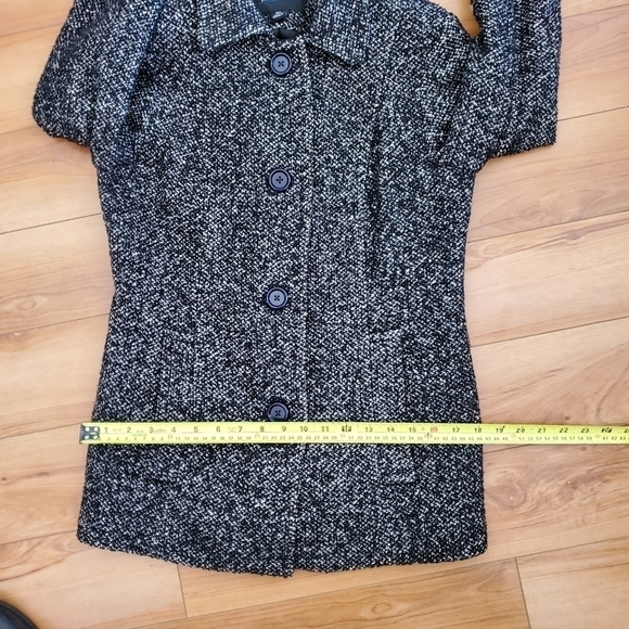 London Fog Women's Black and White Pea Coat S/M Wool Jacket - Picture 15 of 17